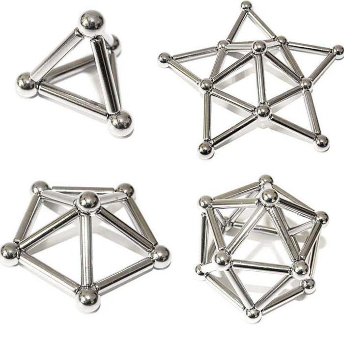 Mainan Edukasi Bangun Magnet Lego Magnet Silver Set 36 Stik & 27 Bola Magnetik Stainless Steel untuk