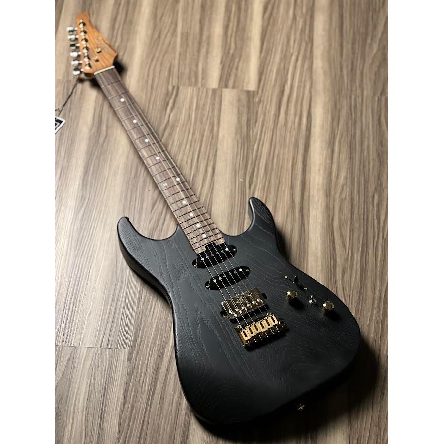 Soloking MS-1 Custom 22 HSS ASH Gold HW Open Pore Matte Black NSR