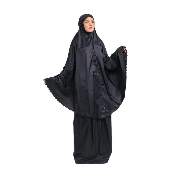 TERLARIS Zoya Mukena Devania Prayer Set Dewasa Bahan Parasut Zipper Depan Detail Laser Cut Atasan