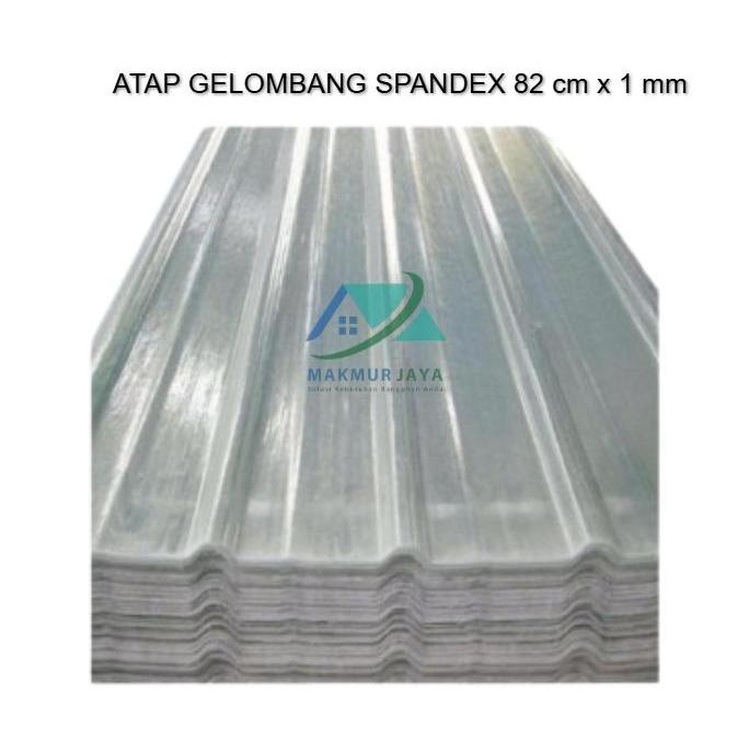 Atap Gelombang SPANDEX PET tebal 1mmX 82 cm Spandex transparan plastik