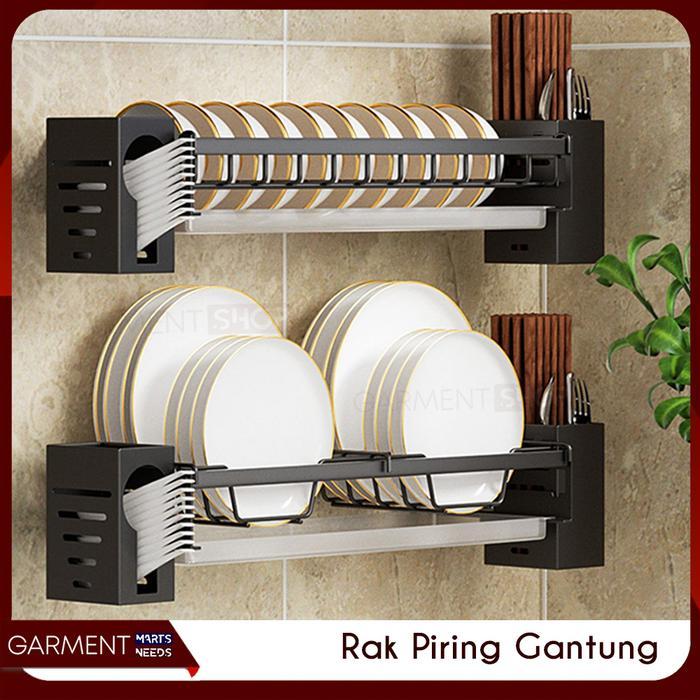 Rak Piring Gantung Stainless Steel Mangkok Tempel Dinding Kuat Premium