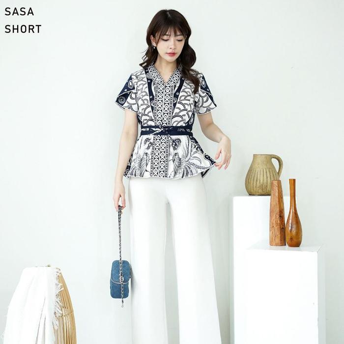 Evercloth Sasa Short Long Atasan Batik Perempuan Kutu Baru Kebaya Modern Blus Batik Jumbo Baju