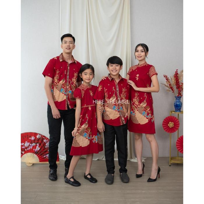 Premium Min Red Batik Cheongsam Available Couple - Men Short-Brenda Original