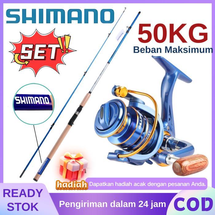 ShimanoSet Pancing Lengkap Joran 2 Bagian Portable & Reel Berputar Efisien Cocok Untuk Pancing Laut