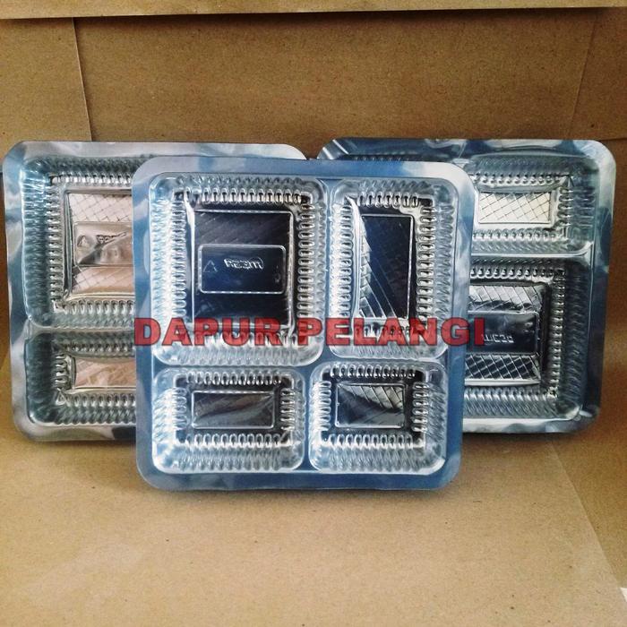 MIKA TRAY UKURAN 18X18 / MIKA PLASTIK BENING 4SEKAT / MIKA NASI