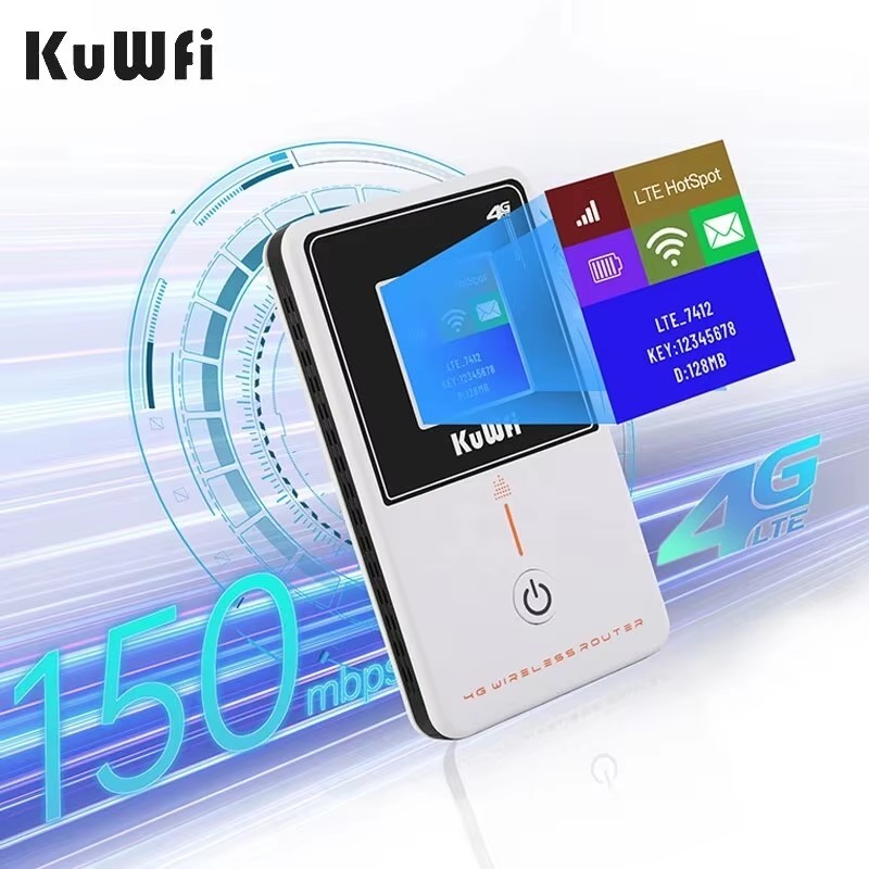 KuWFi 4G LTE Router Pocket Wifi 150Mbps Protable Wireless Router Hotspot Modem with SIM Card Slot