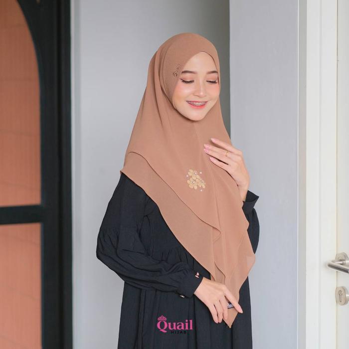 ASLI Quail Hijab - Asfara Khimar Instan Ceruty Premium 2 Layer Nyaman Praktis Bunga Cantik Muslim