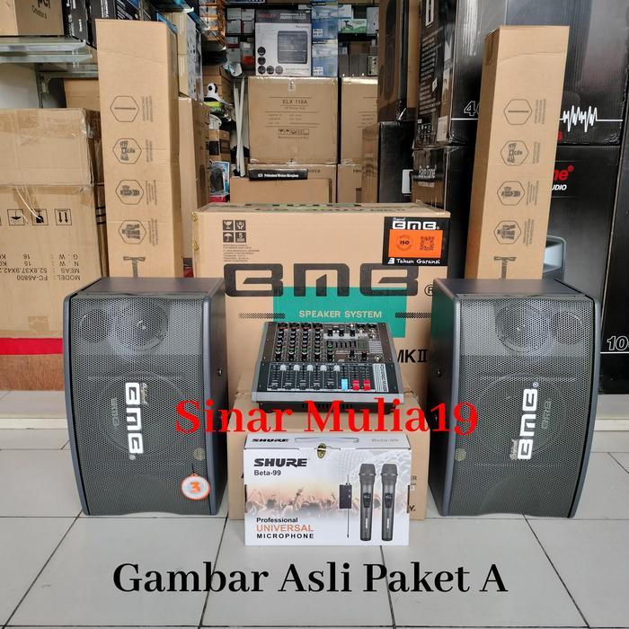 Paket Sound System Speaker BMB ORIGINAL Power Mixer ASHLEY CR6000 +Mic