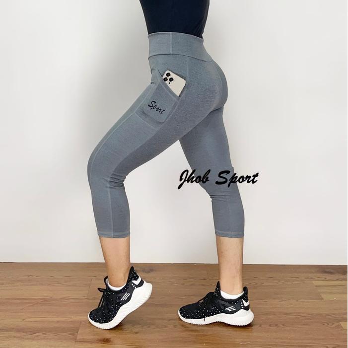 Legging Pendek Kantong/Legging Polos/Celana Legging Olahraga/Celana Senam Pendek