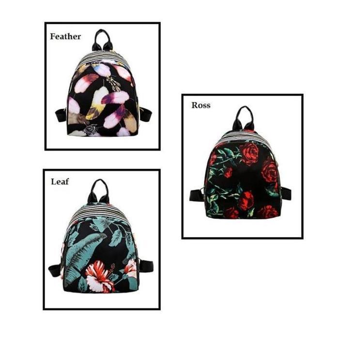 ASLI BP21 Korea Flower Floral Backpack/ Tas Ransel Mini READY STOCK