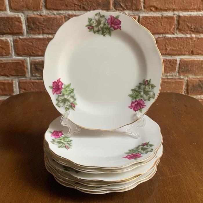 Piring kue/snack/kitchenware jadul motif Bunga Kangkung (BK)