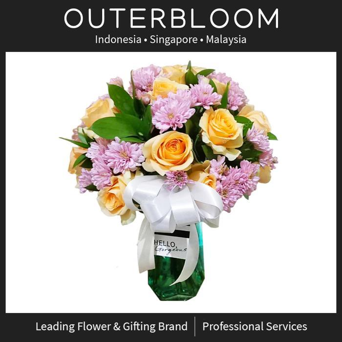 Rangkaian Bunga Meja Tamu - Peach Perfect in Vase