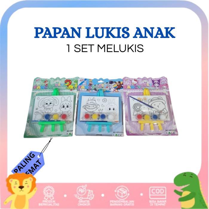 Mainan edukasi Papan lukis set melukis anak dengan stand EASEL mewarnai cat air Toys
