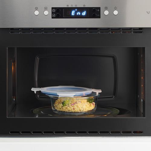 Wadah makanan/Tupperware penutup bulat kaca/plastik, 400 ml