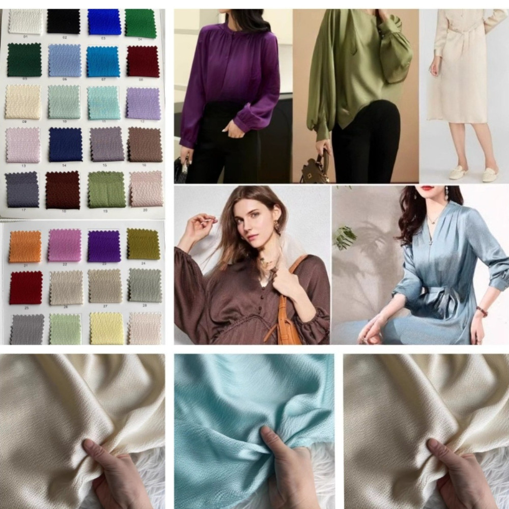 Natural Mulberry Silk Solid Color Fabric for Shirts Dresses Clothing Diy Sewing Fabrics By The Meter