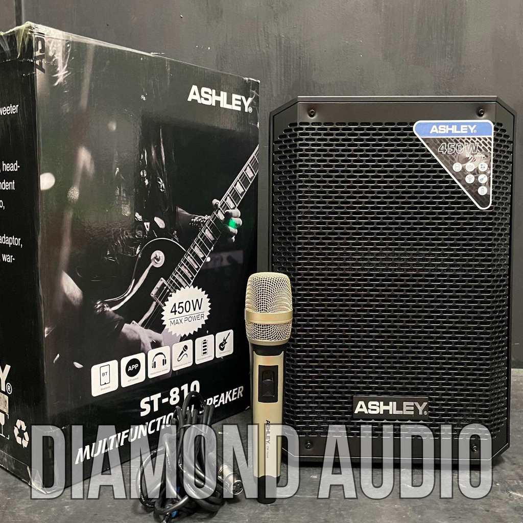 Speaker aktif ashley st810 original 8 inch free mic bluetooth