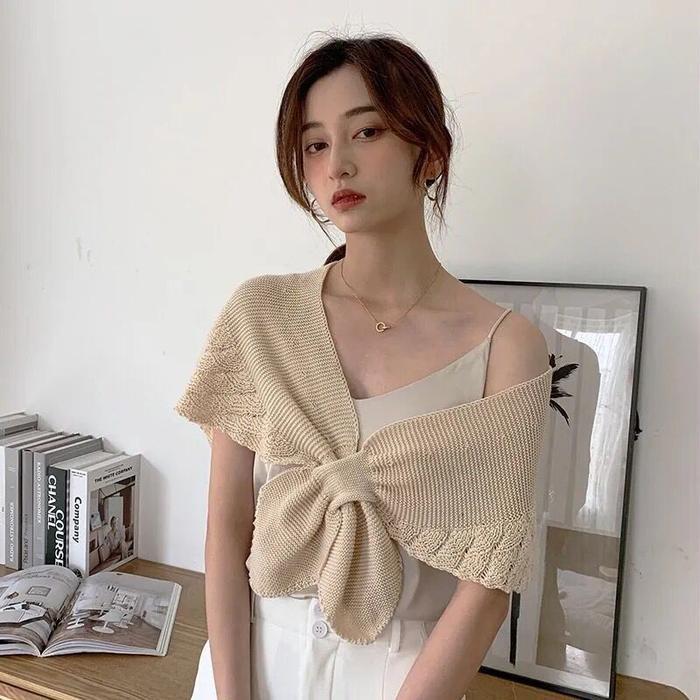 Syal Selendang Rajut Wanita Korean Premium Aksesoris Baju Syal Kerah Rajut Syal Bahu Selendang Ready
