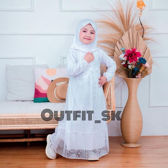 Gamis Malika Plus Hijab Model Terbaru Usia 1 Tahun Sampai 10 Tahun Baju Anak Muslim Dress Brokat