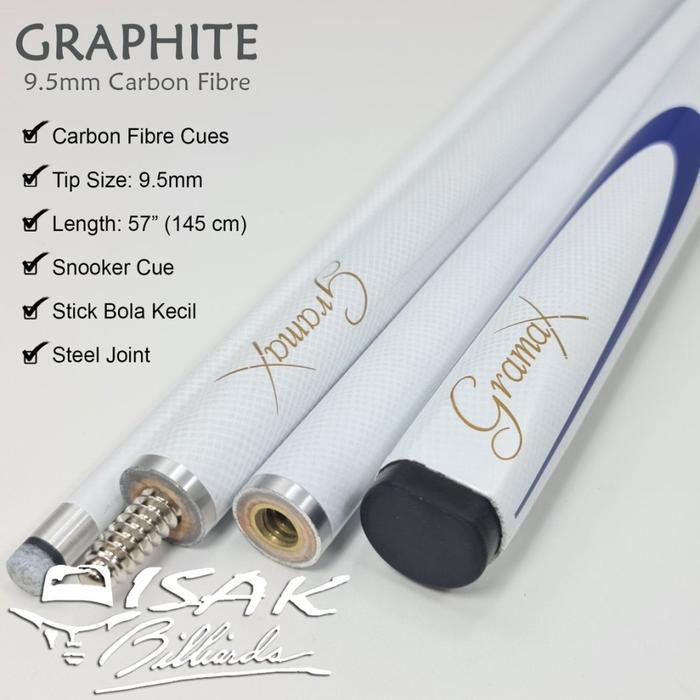 Stik Bola Kecil 9.5 mm White Carbon Fibre Graphite Cue Stick