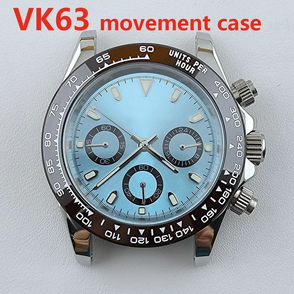 39mm VK63 Case Panda Dial Hands Stainless Steel Strap for MOD Daytona VK63 Movement Chronograph Men