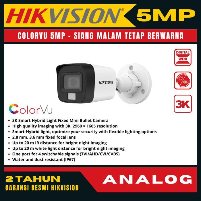 Cctv Hikvision Colorvu 5Mp 3K Outdoor Kamera Colorful Camera Cctv