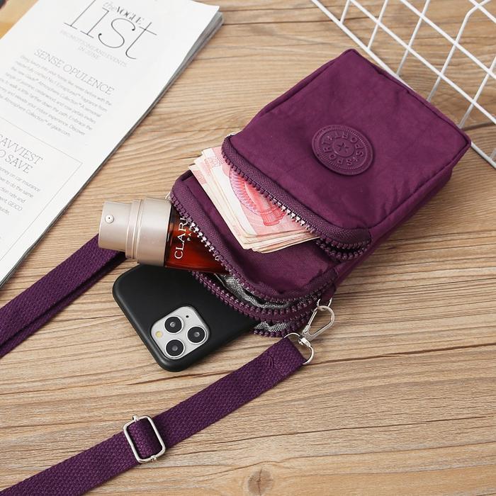 (COD) SLP077 - Pouch Nylon Selempang Mini Wanita Hp Handphone Anti Air Dompet Cewek Waterproof Tas