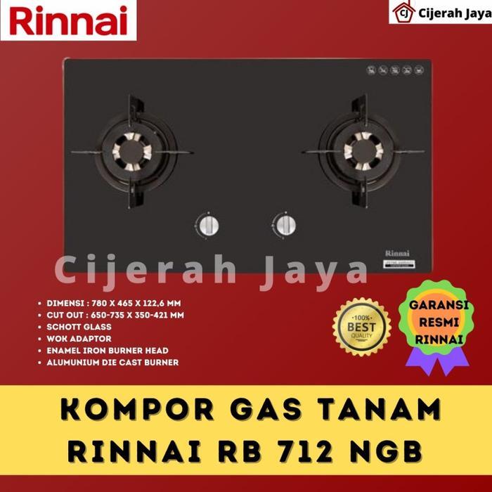KOMPOR GAS TANAM RINNAI 2 TUNGKU RB-712N GB RB712NGB BUILT-IN GAS HOB - RB-712NGB, BANDUNG