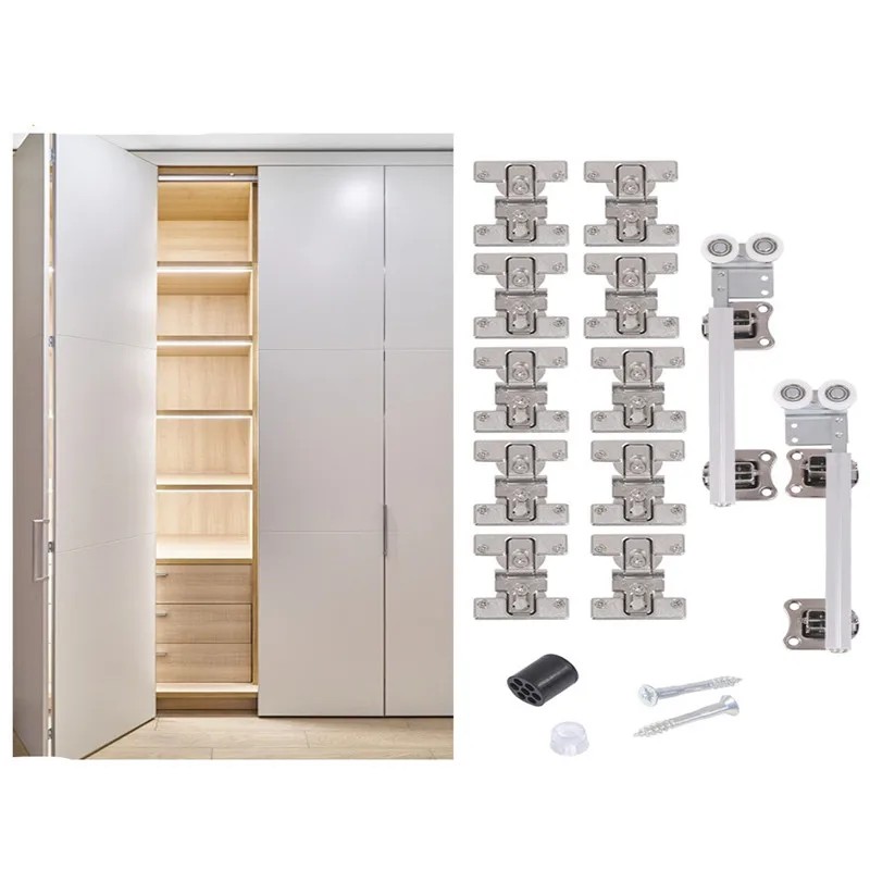 Upper track wardrobe folding door track hinge Cloakroom Sliding door Hanging Sliding Folding door