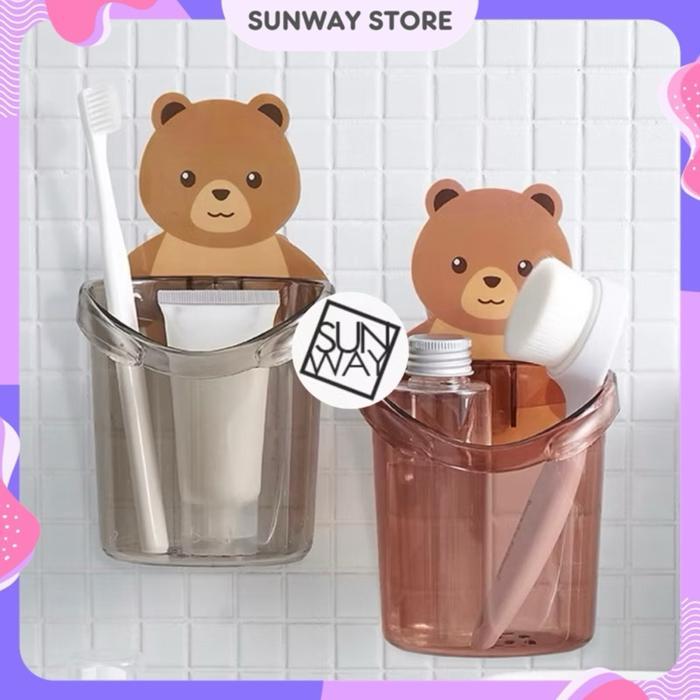 Tempat Sikat Gigi Tempel Beruang / Wadah Tempel Sikat Gigi Odol