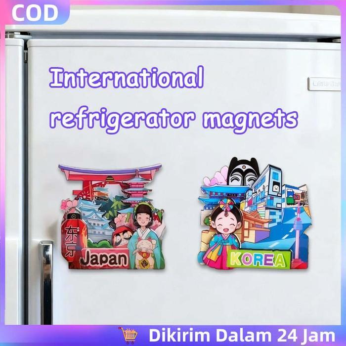 1pcs Hiasan Kulkas Magnet Kayu Tempelan Kulkas Korea Magnet Tempelan Kulkas Magnet Jepang