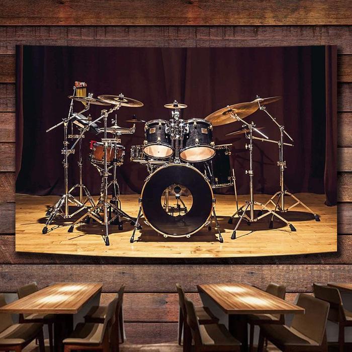 Kain Latar Belakang Alat Musik Drum Set Kain Dekorasi Dinding Untuk Asrama, Kamar Tidur, Dan Studio