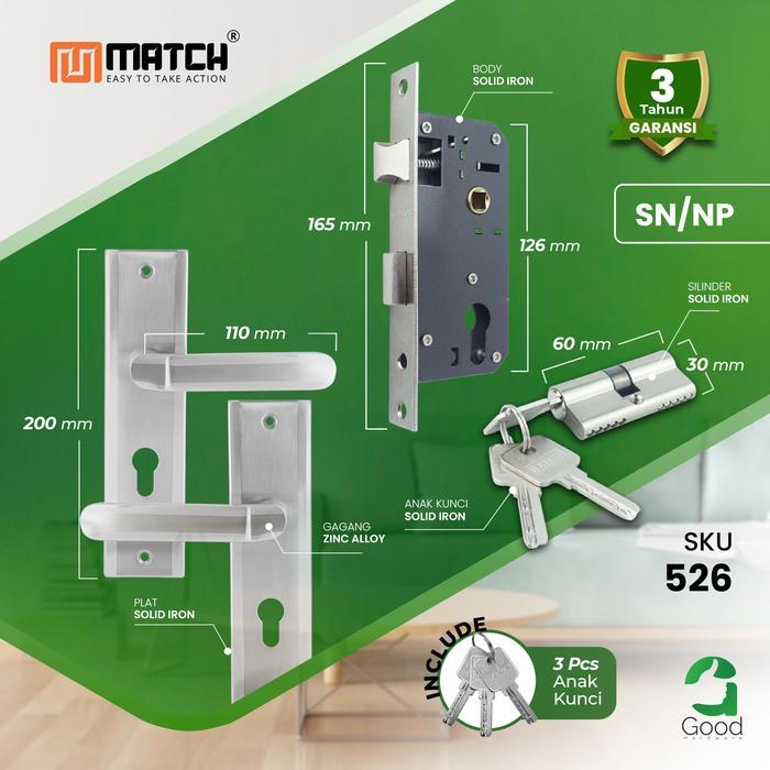 Match Gagang Kunci Pintu Tanggung Full Set Handle Pintu Medium Minimalis Bergaransi