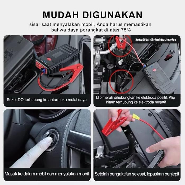 Ready Car Jump Start Powerbank Jumper Aki Mobil Pompa Ban Portable Led Emergency Booster
