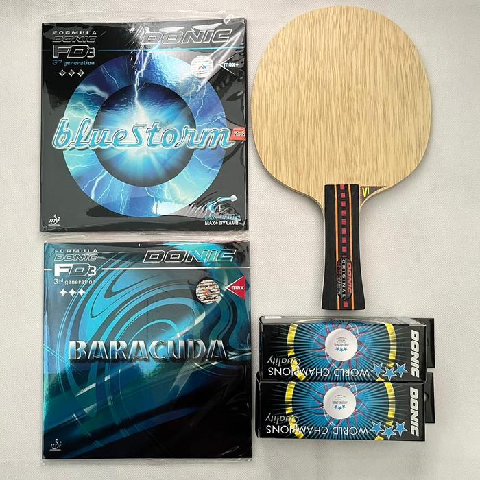 Paket Bat Pingpong Donic Original Senso Carbon + Karet Donic Set