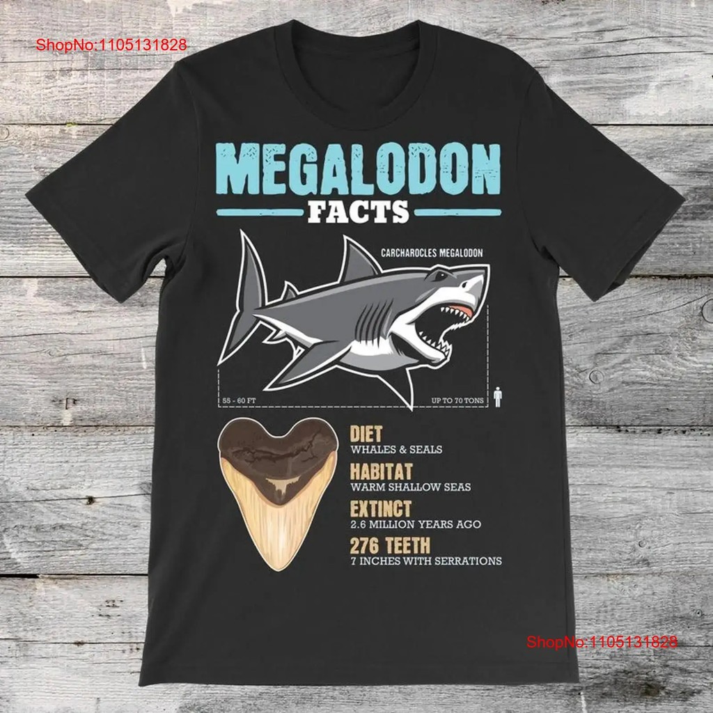Megalodon Facts Shark T Shirtth Shirt Sharks Lover Educational Ocean Lif vintage Washed graphic