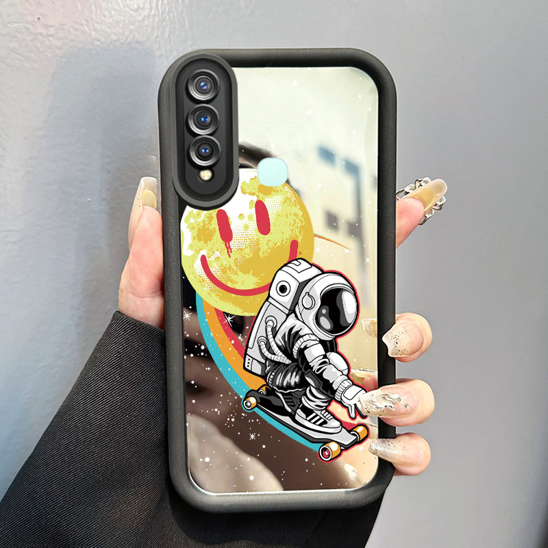 Casing Hp Untuk VIVO Y19 VIVO Y5s Case astronot NASA Kesing cermin Kasing Silikon Softcase Mirror Ce