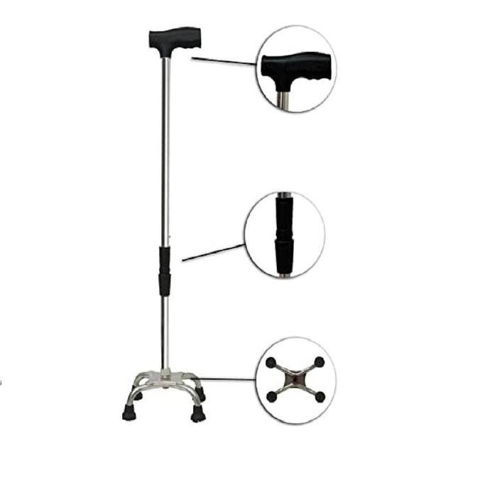 Tongkat 4 Kaki Alat Bantu Jalan Adjustable - Tongkat Lansia Kaki 4