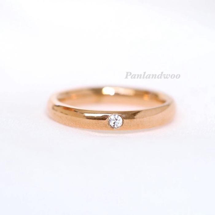Panlandwoo - Cincin Titanium Wanita Kora - Cincin Tunangan Couple Simple Elegan