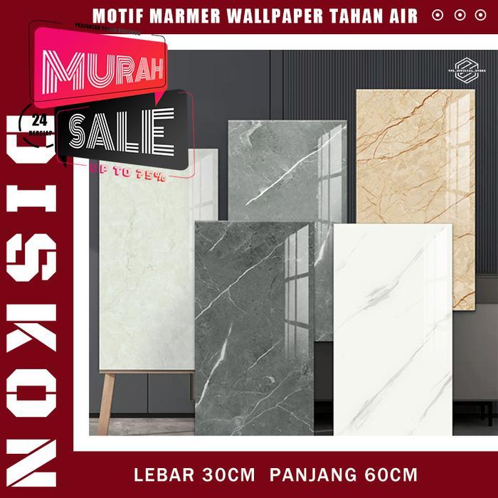 "New" Wallpaper Vinyl Kamar Mandi Anti Air Motif Marmer 30 x 60 cm Lantai Vinyl Marbel Granit Stiker