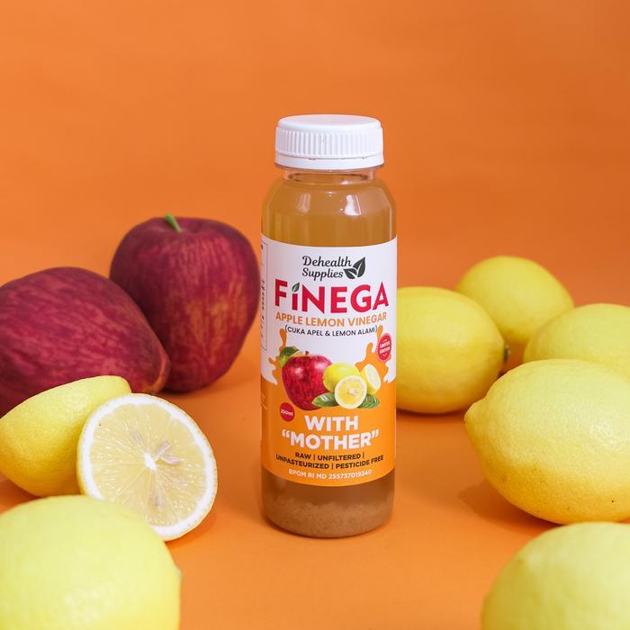 Finega Cuka Apel Lemon 250Ml Kemasan Botol Plastik