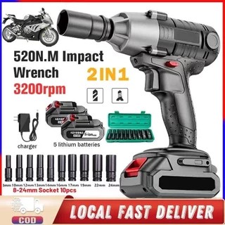Cordless Impact Wrench 288V 520N.M Brushless Bor impact baterai wrench Mobil Mesin Bor Untuk Baut