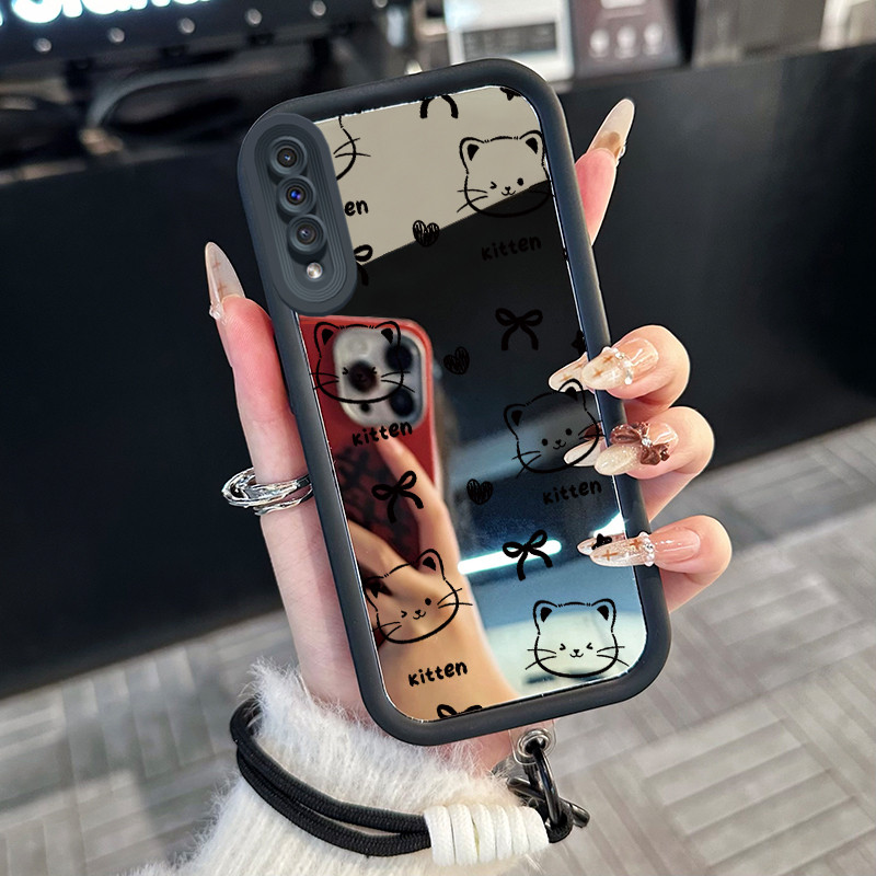 Casing Hp untuk Samsung Galaxy A50 A50s A30s Case Casing Kucing pola Silikon Softcase Kasing HP tali