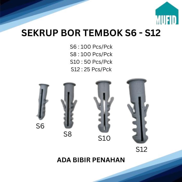 Fisher Sekrup Bor Tembok Baut Tembok S6 S8 S10 S12