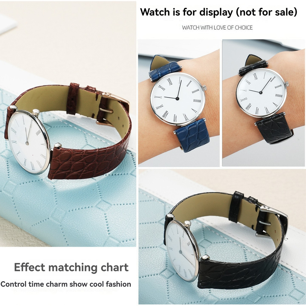 For Longines Elegant Jialan Bracelet Crocodile Leather Strap L4.209.4 L4.721.4 Series Genuine