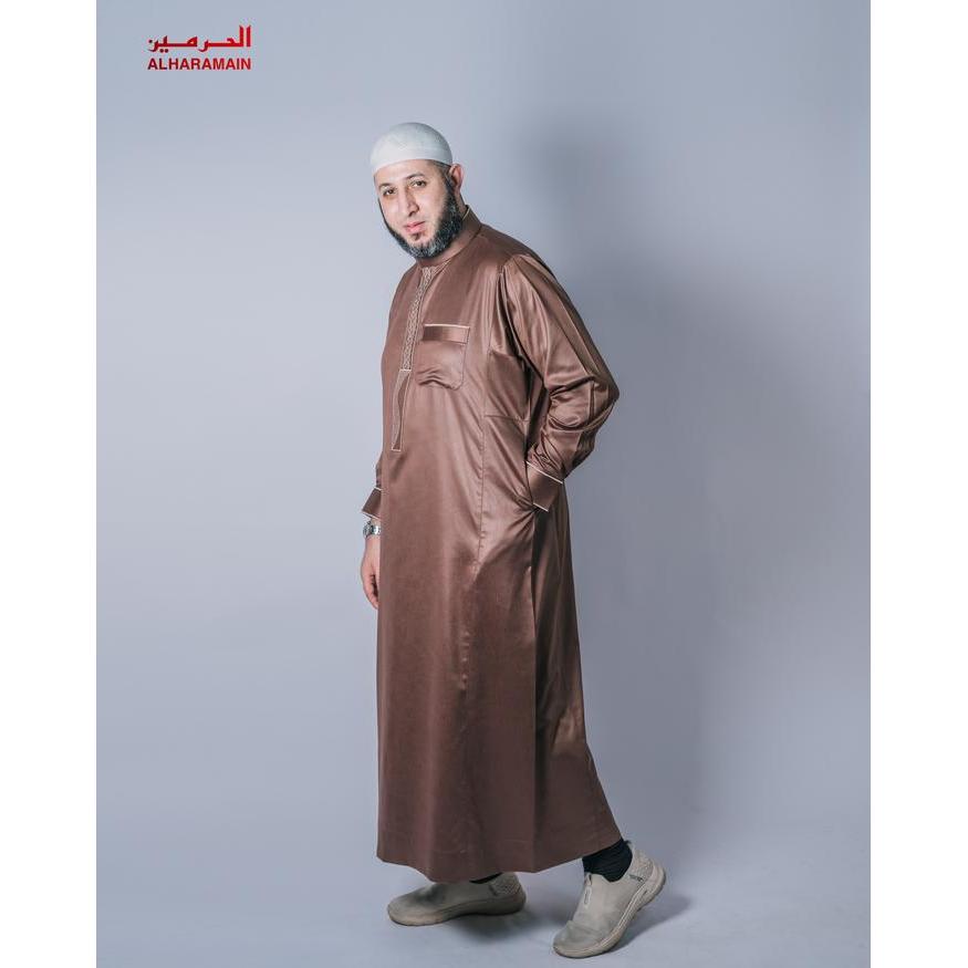 AL Haramain Jubah / Gamis Pria Remaja & Dewasa Slimfit Resleting Bordir (LGH 001) Hijau Botol Hijau