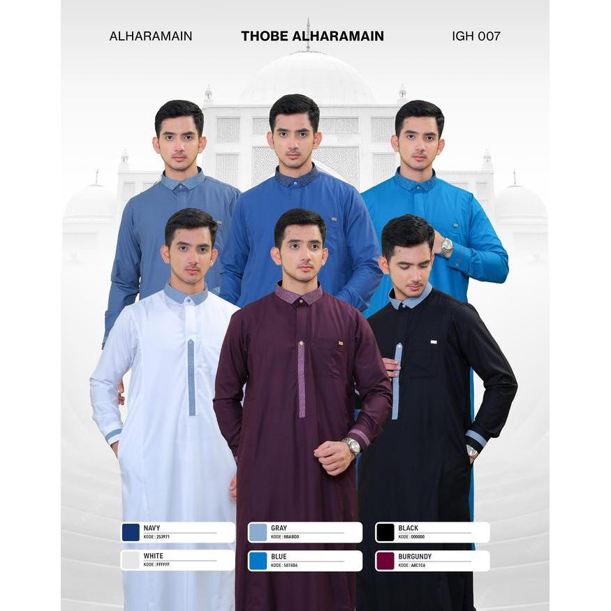 AL Haramain Jubah / Gamis Pria Remaja & Dewasa Premium Resleting (IGH 007) Biru Gelap Toska Abu Tua