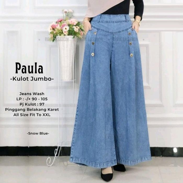 Celana Kulot Paula Jumbo Palazzo/Kulot Payung Jeans Premium Terlaris