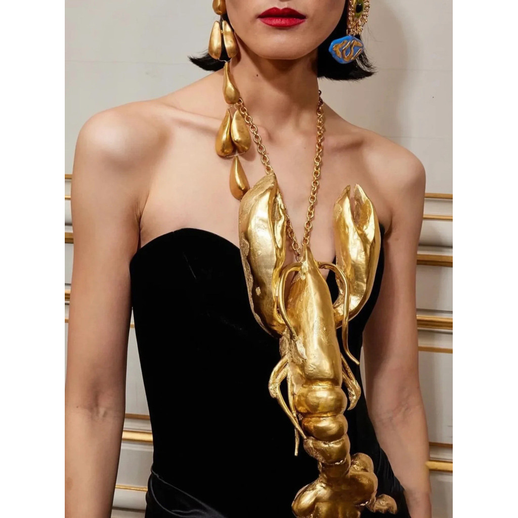 1PC Exaggerated Punk Alloy Lobster Pendant Necklace For Women Jewelry 2025 Brand Fashion Show Chain