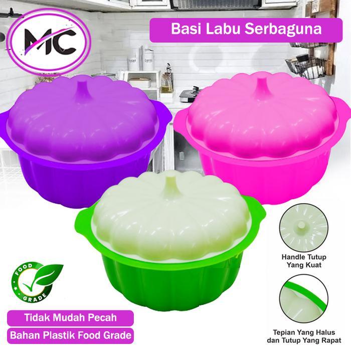 ASLI Tempat Sayur Plastik Tutup Basi Labu Bakul Nasi Mangkok Wadah Makanan READY STOCK