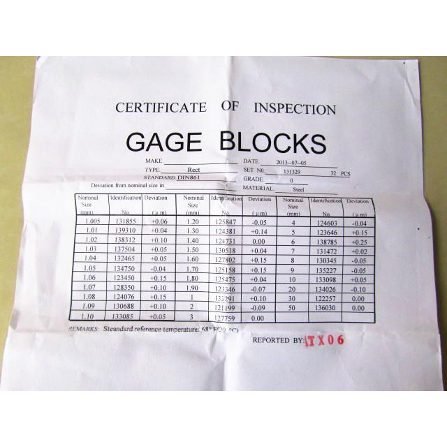 BLOCK GAUGE 32PCS/SET 1 GRADE 0 GRADE CALIPER METRIC BLOCK GAUGE INSPECTION BLOCK GAUGE MEASUREMENT